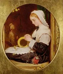 Une dame cousant à une fenêtre, 1859
